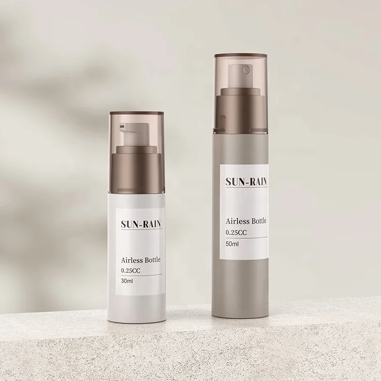 Factory Wholesale Custom 1oz 30ml 50ml Empty Matte Brown Airless Spray Container Bottle Eco Friendly Airless Pump Bottle