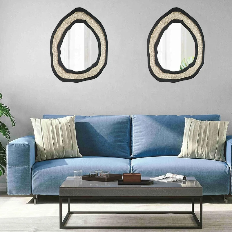 Wholesale Custom Shell Powder Creativity Best Luxury Decorative Wall Mirror Acrylic Crushed Stone Decor Mirror