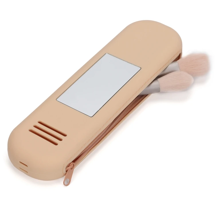 OEM Makeup Brush Holder Silicon Makeup Bag Trendy and Portable Travel Makeup Brush Holder with Mirror
