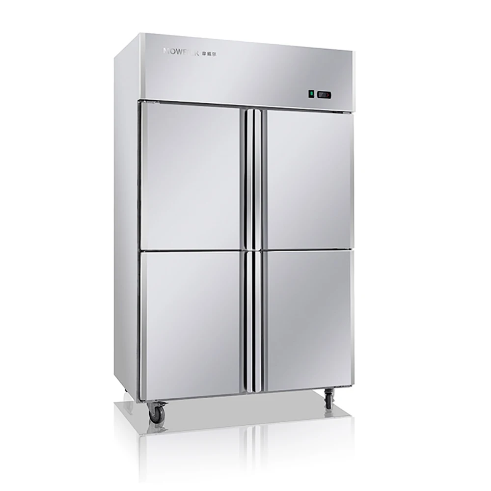 4 Door Industrial Deep Freezer Stainless Steel Upright Kitchen Freezer Upright Chiller Or Freezer