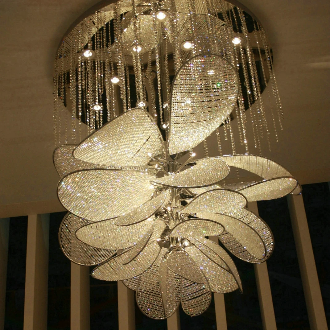 Nordic fancy creative design hotel lights modern luxury restaurant living room petal crystal chandelier