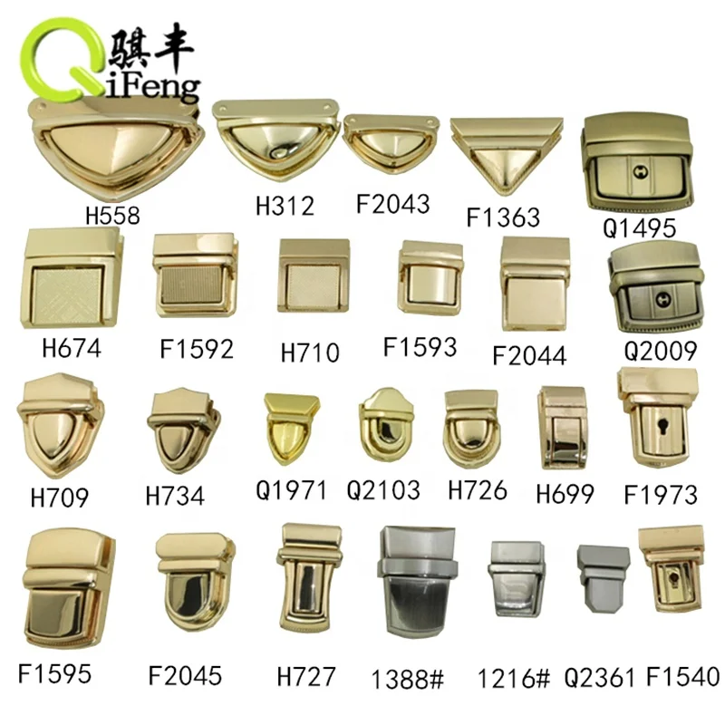fashion handbag hardware metal bag lock in bag parts and accessory Press Lock Accessories Alloy Handbag Push Lock for bag