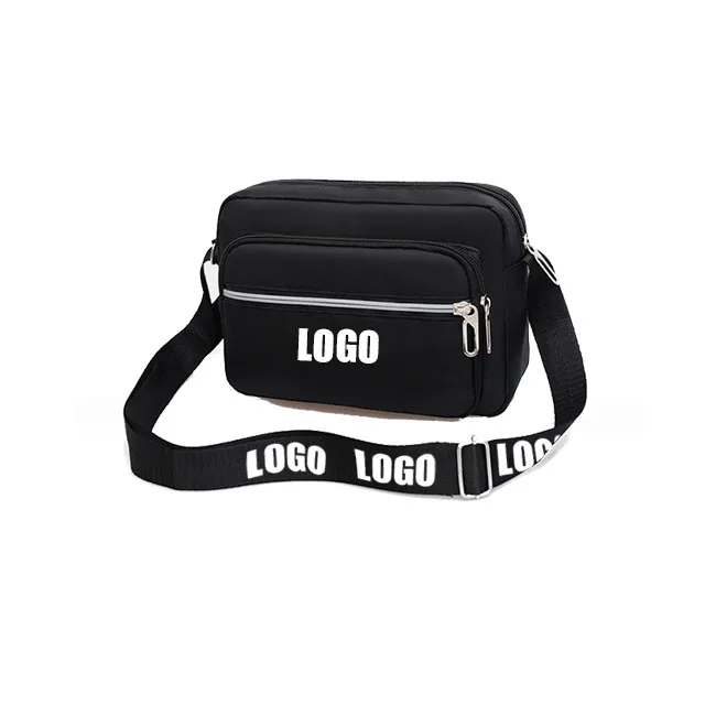 BSCI custom nylon and pu leather belt homme crossbody unisex shoulder bag chest bag for man logo MESSENGER side man bag