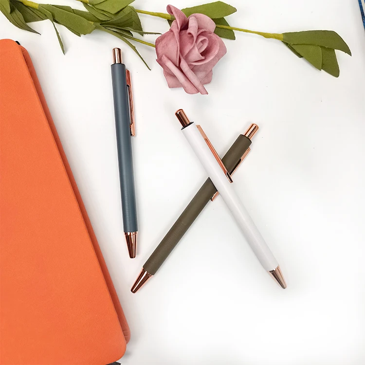 Promotional Custom Logo Plastic Multicolor Ballpoint Pen Blue Disposable Leather Bulk Custom Fishc Rubber Brown Wholesale