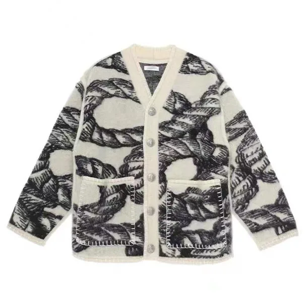 YT OEM Trendy Mohair Jersey Fleece Cardigan Chunky Cardigan Classy Clothes Coat Casual Unisex Knit Sweater Women Standard Winter