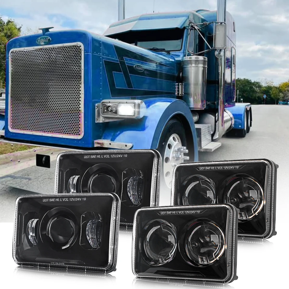 Truck Lighting Systems 4x6 Led Headlight For Peterbilt 379 378 357 Accessories 4x6 Led Headlights For Kenworth t800 Headlight