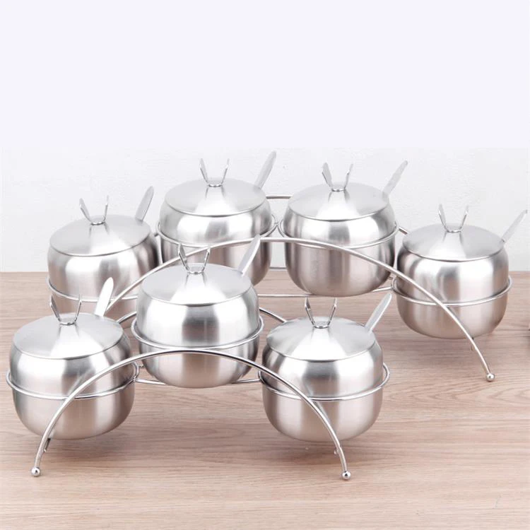 
Wholesale quality Home kitchen Bridge & Swivel spice jar Stainless steel sugar bowl metal seasoning tank Box 