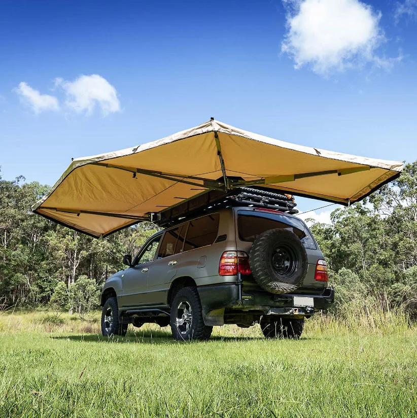 HOTO custom cheap Outdoor Camping 270 Degrees Free Standing Foxwing Awning car side 270 degrees awning free standing with led