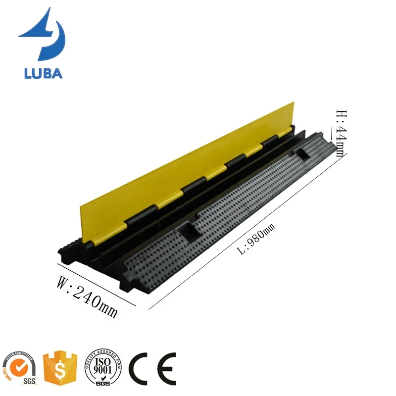 1000X240X44Mm 2 Channel Wire Cord Protective Traffic Speed Rubber Bridge Ramp Cable  Protector