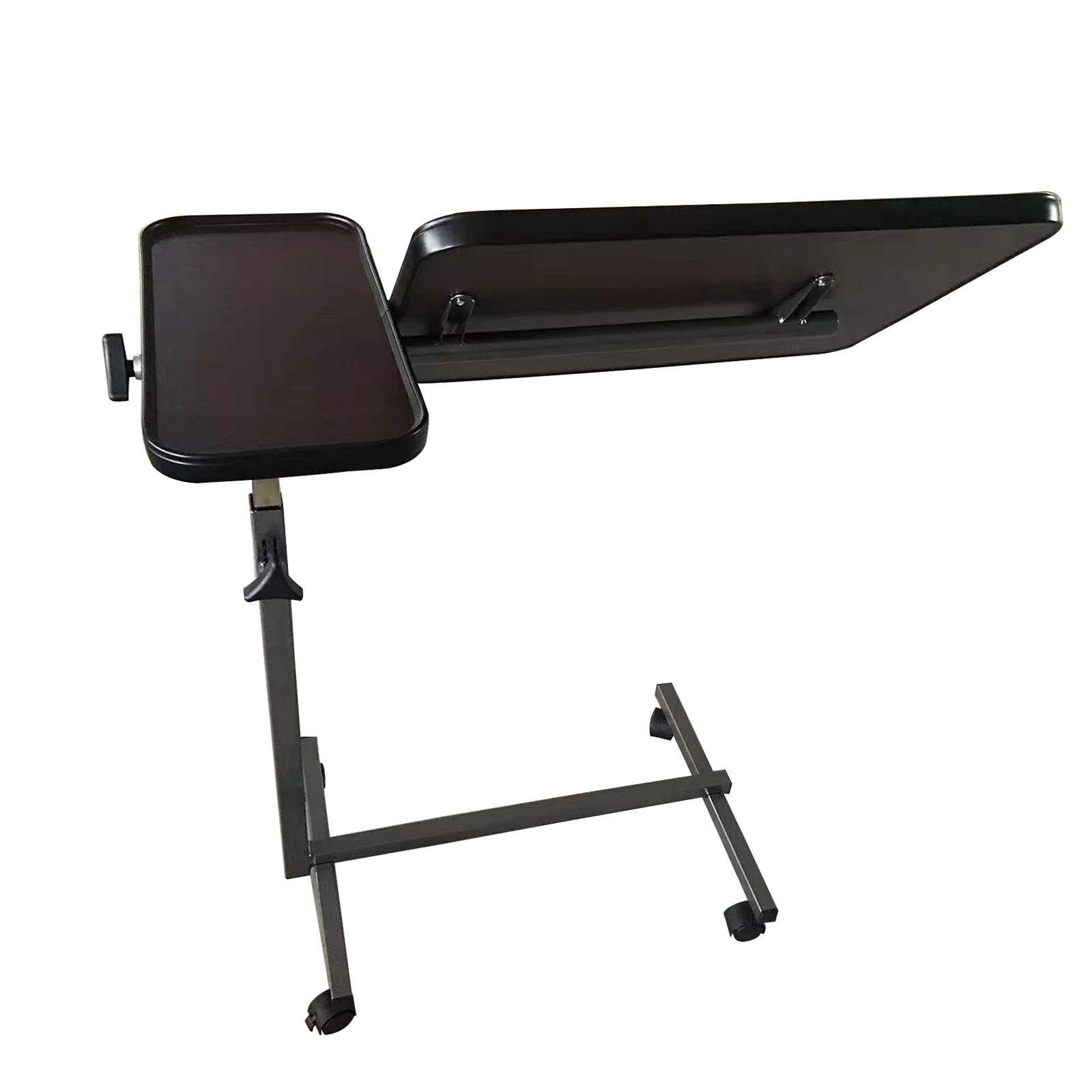 high quality clinic movable hospital home furniture medical adjustable over bed rolling sofa bed side table with casters