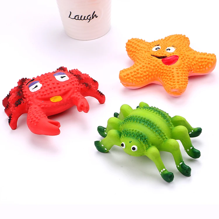 Hot sell sea animal toy crab starfish spider shaggy latex pet toy for dogs puppy dog chew toys