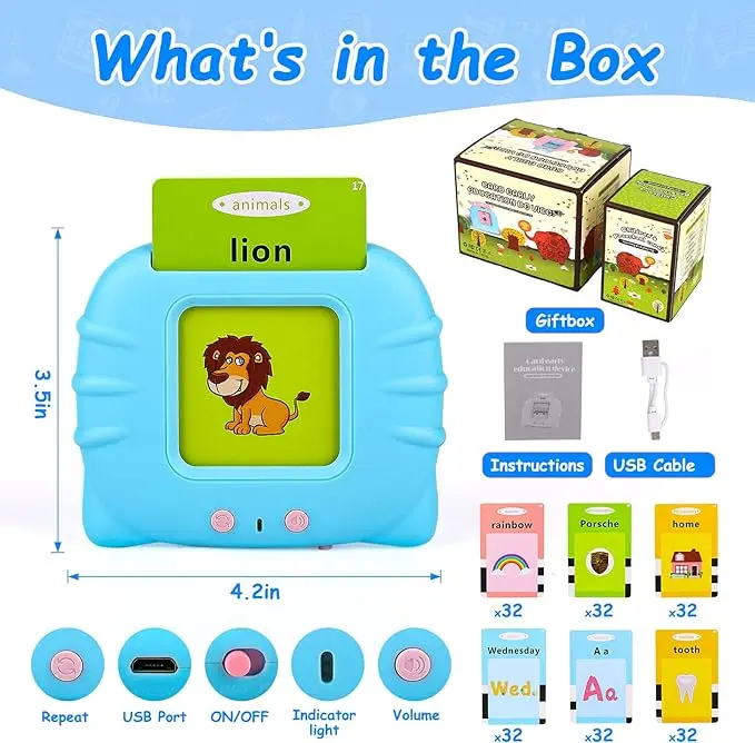 Preschool Learning & Reading Talking Flash Cards 224 Words Autism Sensory Toy for Toddlers Birthday Gifts