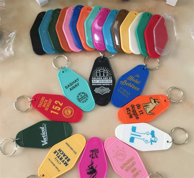 Custom Logo Sublimation Printing Hotel Keychains Vintage Motel Keychain Blank