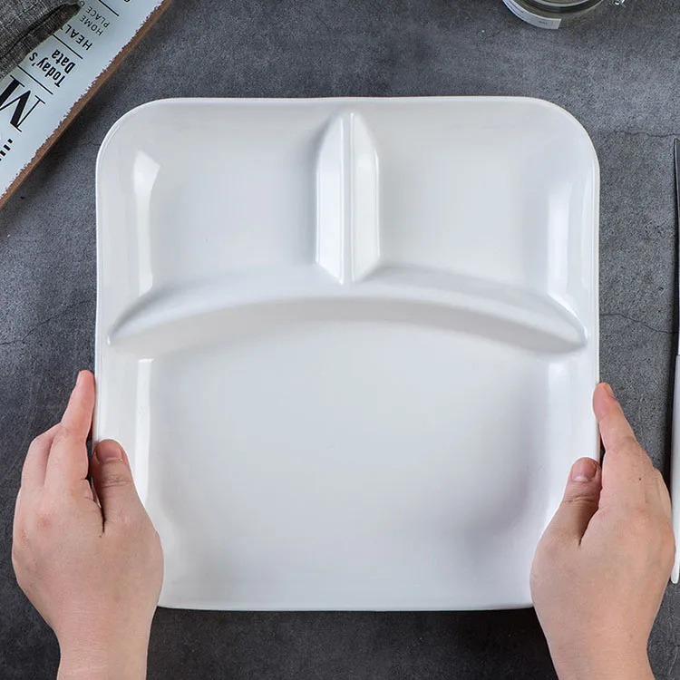 Chinese Style Ceramic Porcelain 6 Part Divided Dinner Plate For Hotel And Restaurant