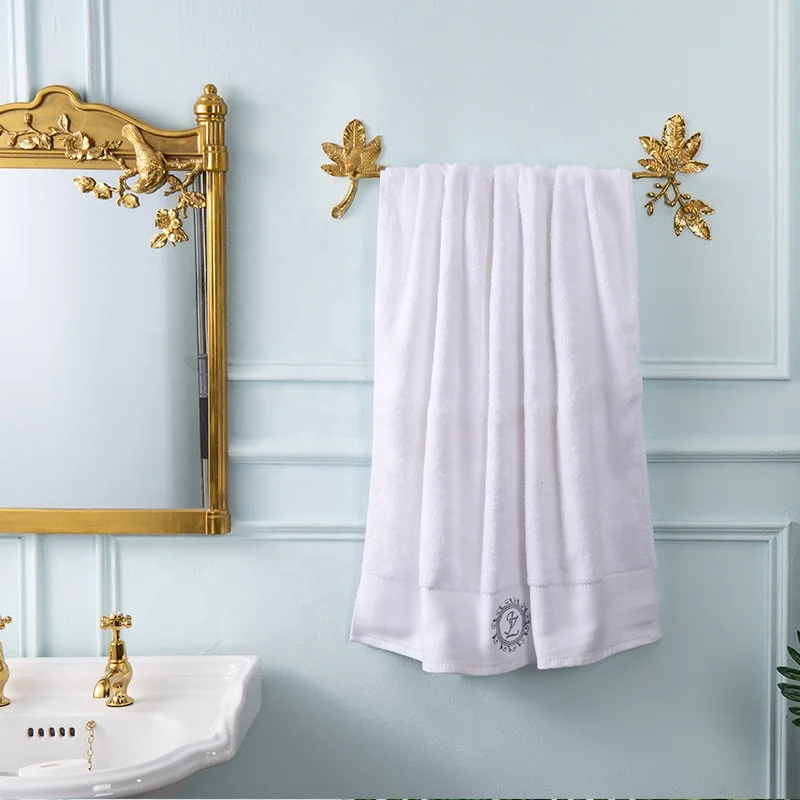 Luxurious lost wax casting brass single towel rack home use handmade bathroom antique brass holder towel rail