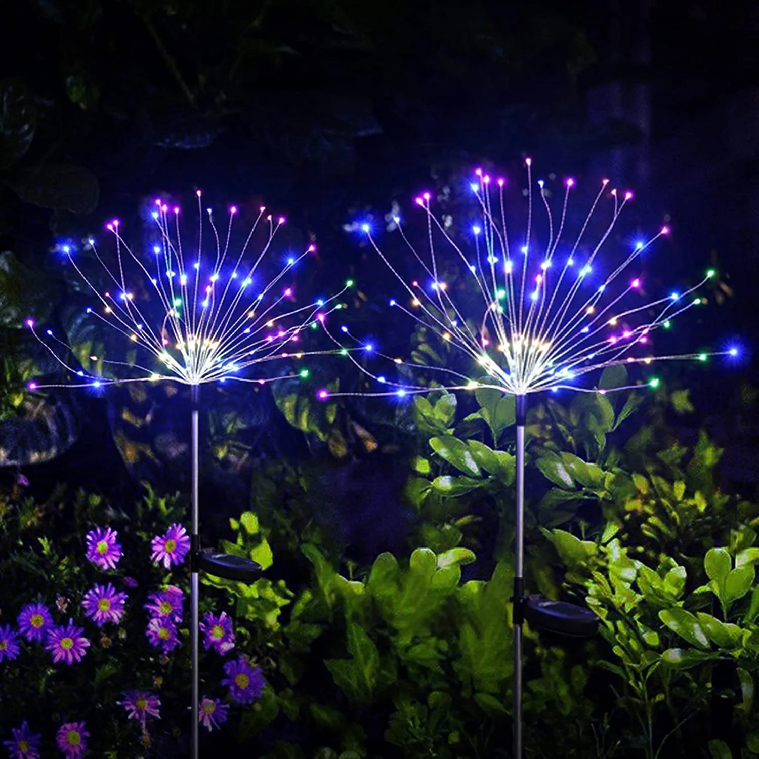 Colorful RGB Copper Wire Firework Light Outdoor Garden Waterproof LED Solar Firework Light