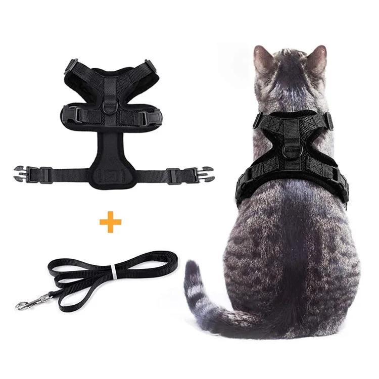Pet travel adjustable cat vest wire custom mesh cat harness escape proof cat harness and leash set for walking