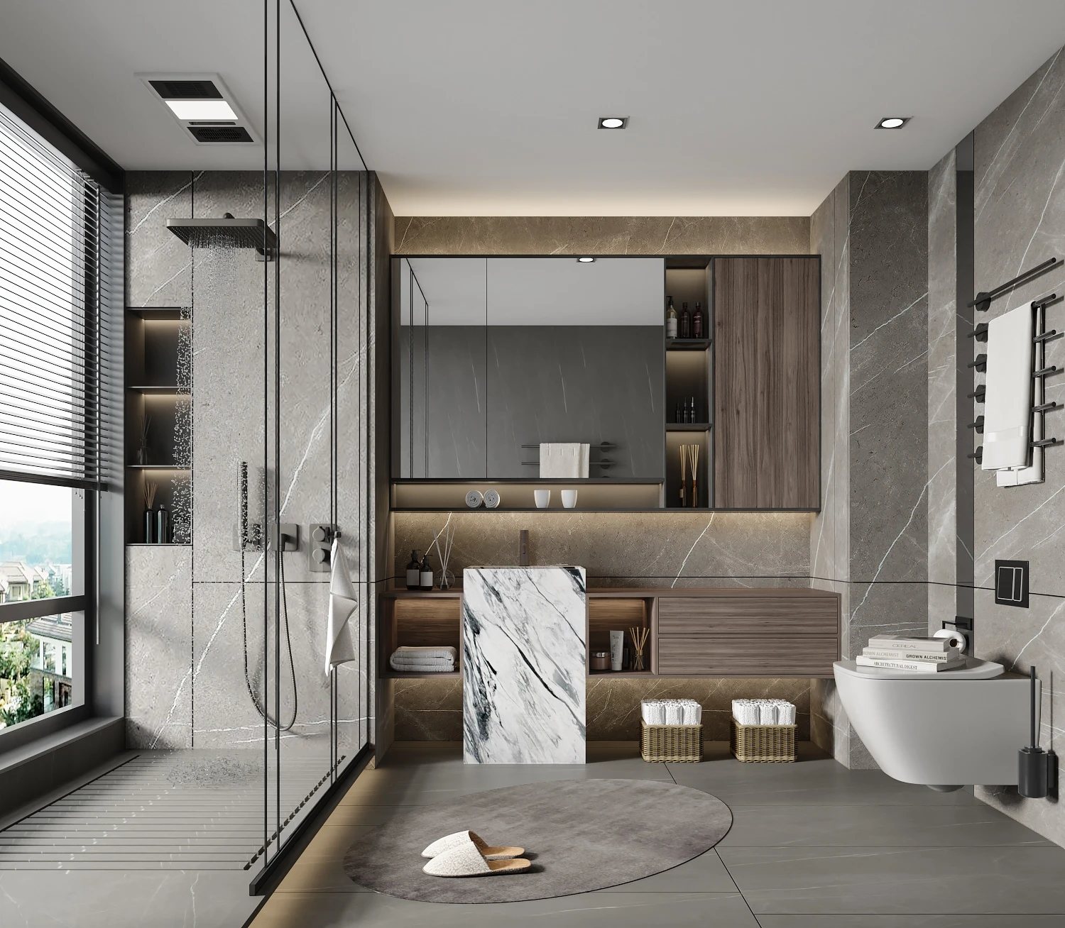 L-образный 12-дюймовый глубокий ПВХ туалетный шкаф для ванной