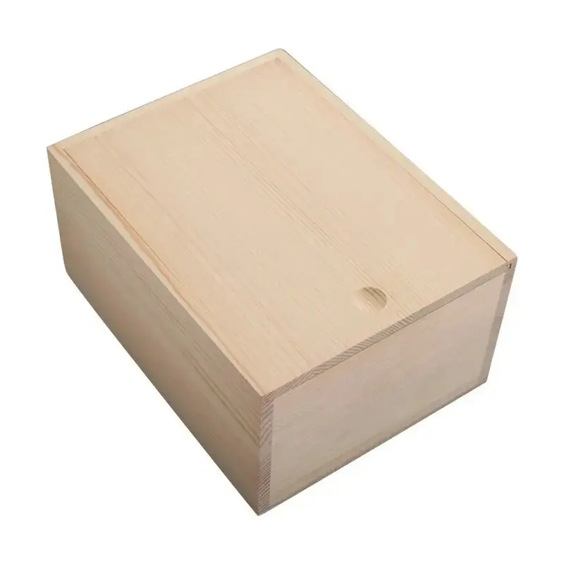 Wholesale Wooden Jewelry Craft Box Wooden Gift Packing Box Square Wooden Packing Box With Sliding Lid