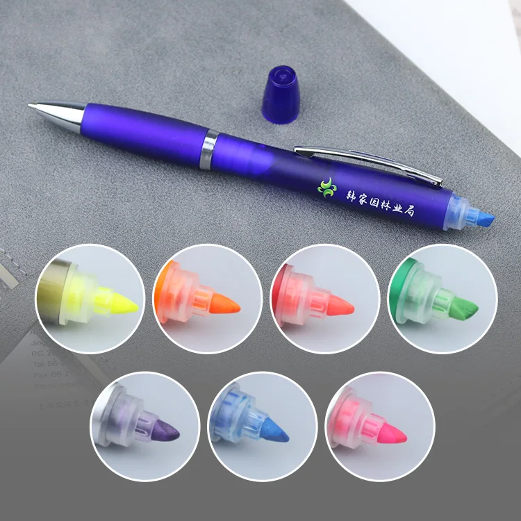 YF 2-in-1 Multifunctional Plastic Ballpoint Pen with Highlighter Stylus for Promotions