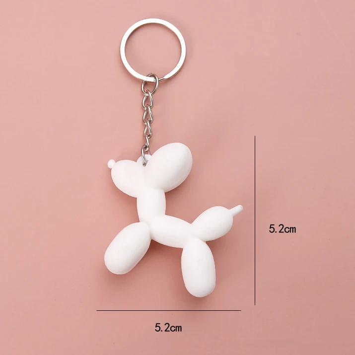 Cartoon Bag Key Charms Key Ring Women Men Cute Mini 3D PVC Balloon Animal Dog Keychain Accessories For Gift