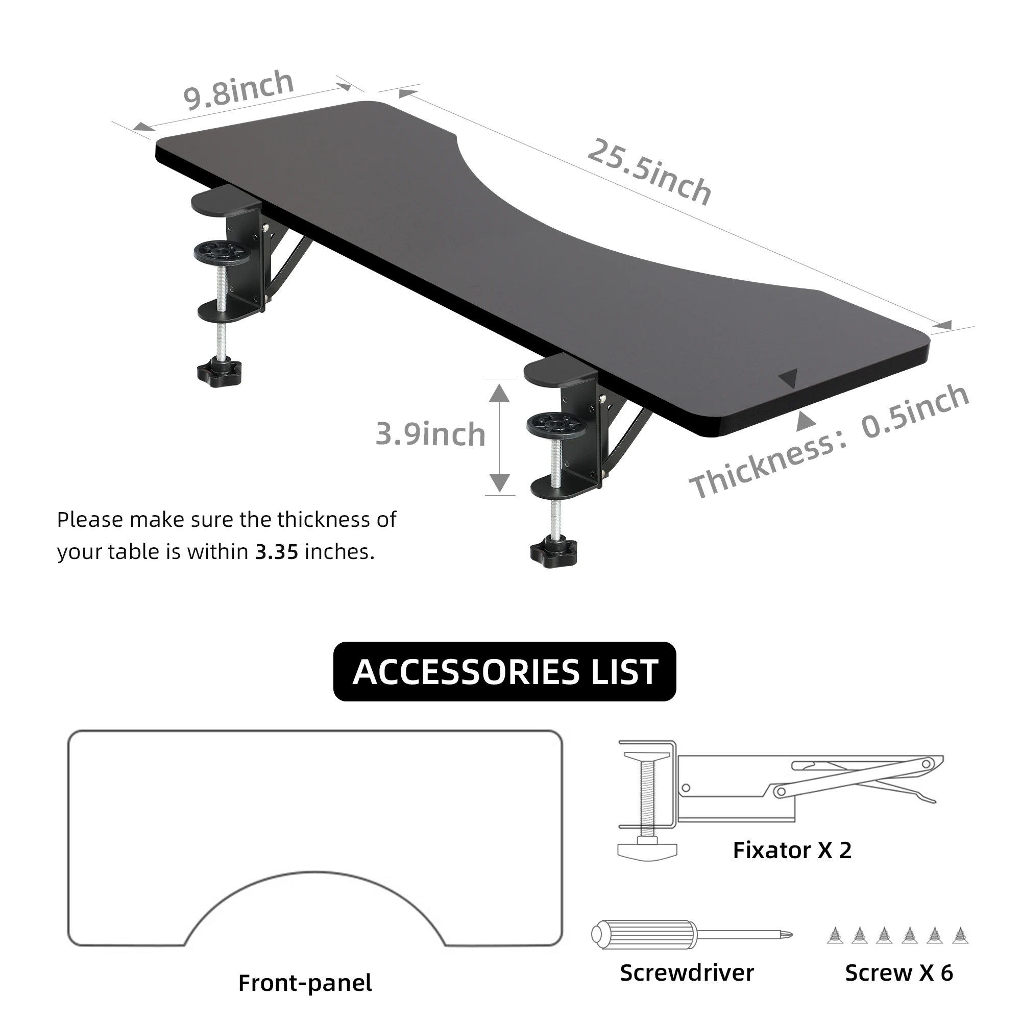  Wearson WS-K6 Clamp On Desk Extender Side