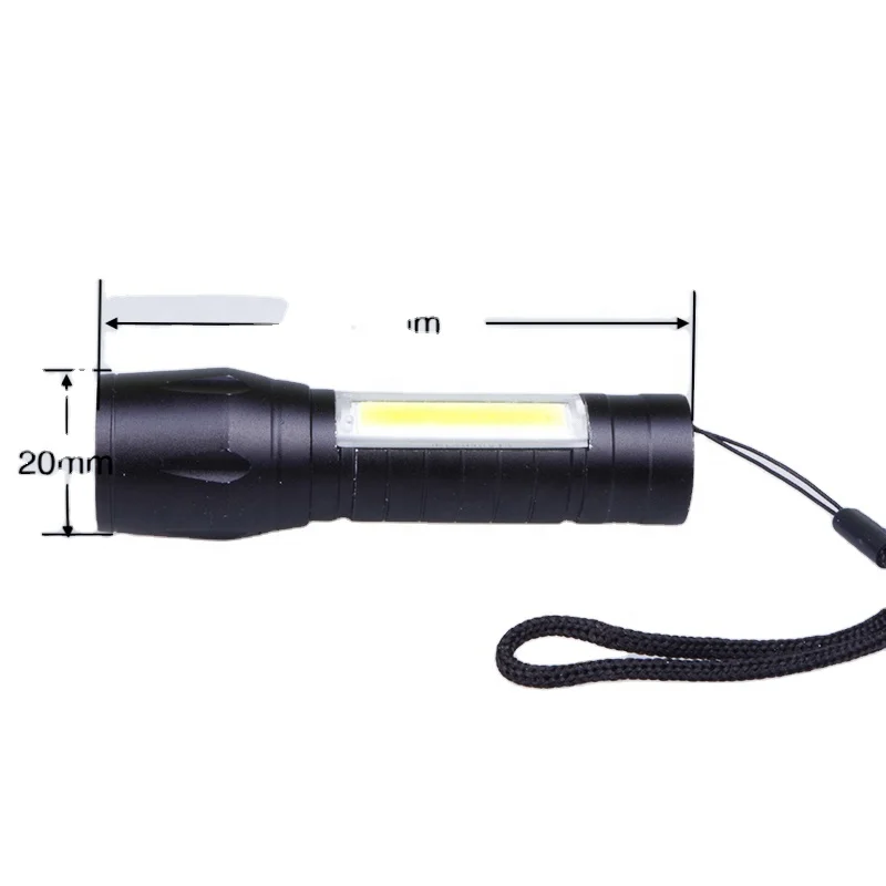 
Small Mini Zoomable LED Torch Light Rechargeable Tactical COB Flashlight 