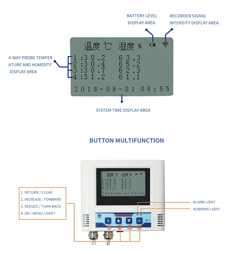 Best Battery Inside Temperature Humidity Data Logger Wifi Temperature Sensor Alarm