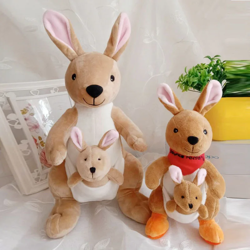 Cute Creative Mother and Child Kangaroo Plush Doll Toys Soft Animals Stuffed Plush Doll