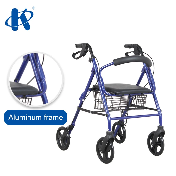 Kaiyang KY9146L Aluminum Frame 4 Wheeled Four Wheel Walker With Seat Deluxe Design Heavy Duty Rollator