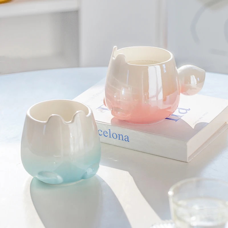 cute fox gradient electroplate animal 3d ceramic cartoon macaron coffee mugs personalised