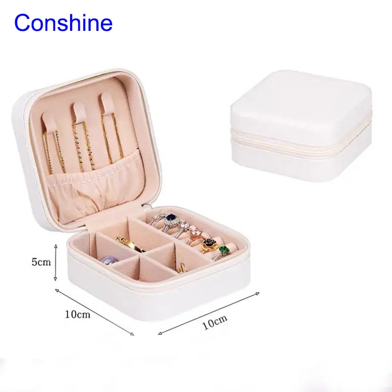 conshine wholesale Mini Outdoor Portable Pu Leather jewellery organizer travel case jewelry organiser jewelry box packaging