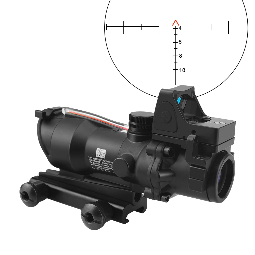 MAGORUI 4x32 ACOG Optic Scope Reticle Fiber Green Red Illuminated Optic Sight With RMR