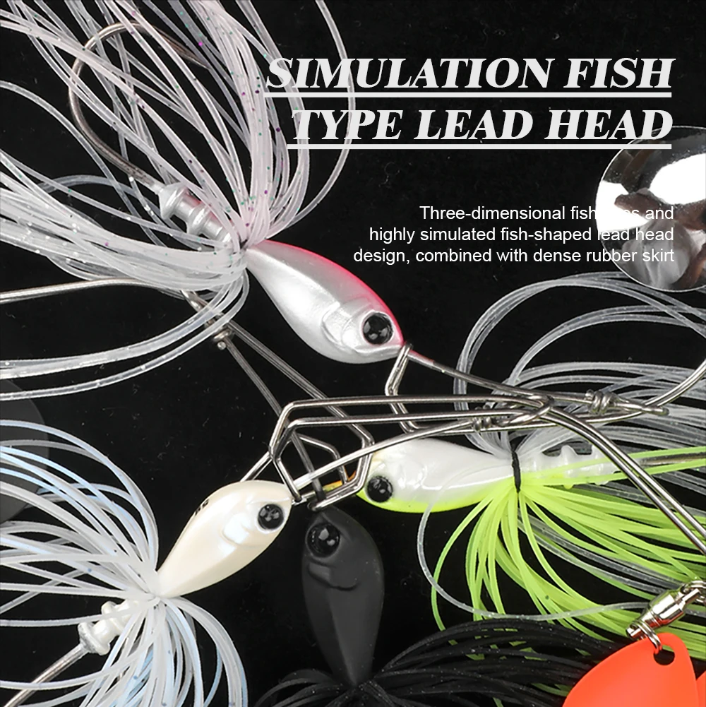 5g/7g Buzzbait Hybrid Weedless Blade Lure SpinnerBait Silicone Stripe Skirts Spinner Bait Jigs with Mustad Hook