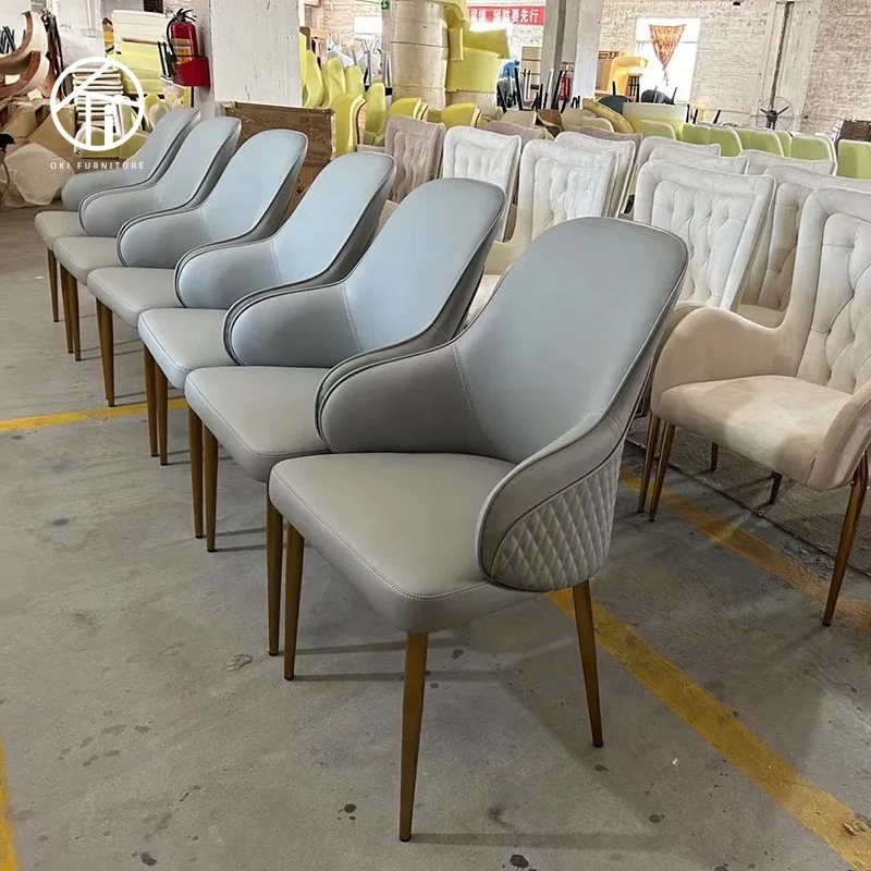 Italy design modern backrest make up armchair Europe contracted luxury restaurant leather dining chair