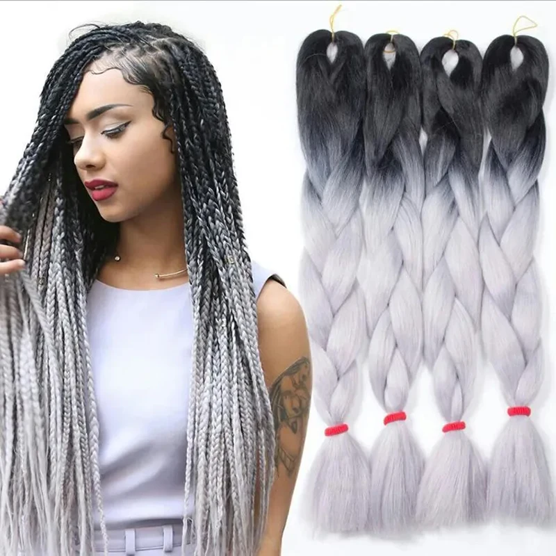 Hot Selling Yaki Jumbo Ombre Braiding Hair Wholesale 100g African Crochet Braids Hair 24 Inch Synthetic Braiding Hair Extensions