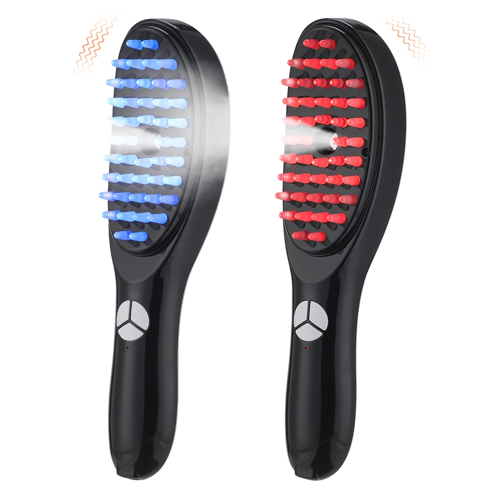 Red Blue Light Therapy Vibration Scalp Massage Brush Negative Ion Spray Hair Growth Massager Electric Massage Comb