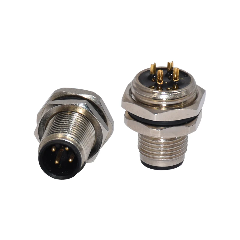 stainless steel  replacement m12 4-pin circular connectors panel mount solder type