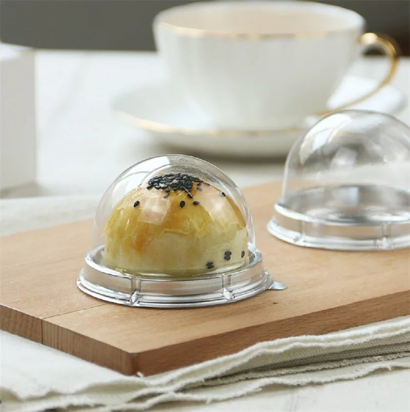 Hot Cocoa Bomb Disposable Plastic Cupcake Boxes Individual Chocolate Bomb Rectangle Clear Container with Printed Pattern Cookies