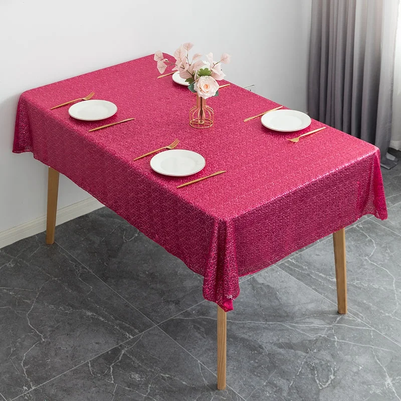 Gold Embroidered Sequin Shiny Table Cover, Sequin Mesh Tablecloth For Party Wedding Celebration Banquet Event