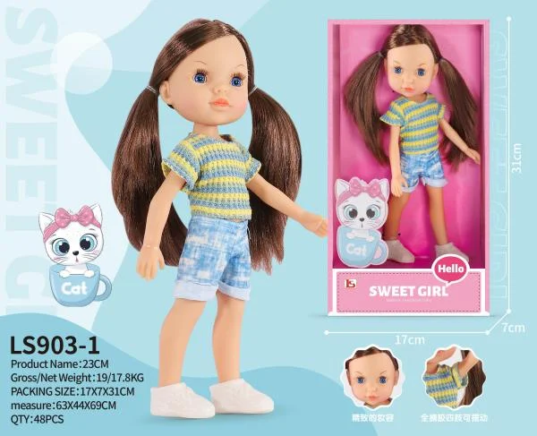 High Quality 9 Inch Vinyl Baby newborn girl doll pretend play doll with paper accessories