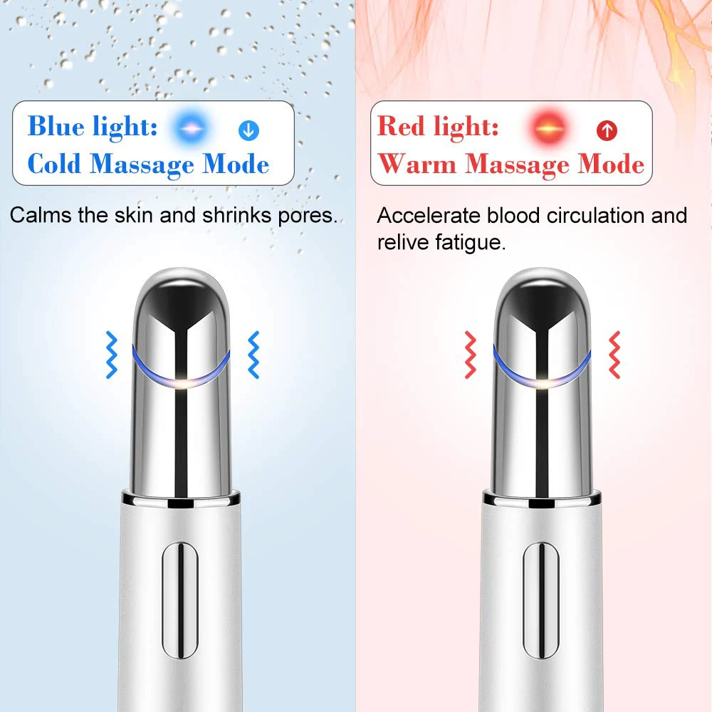  Electric Ionic Eyes Facial Massager Pen Wand Heated Cold Sonic Vibration Dark Circle Removal Anti Aging Skin Care Tools