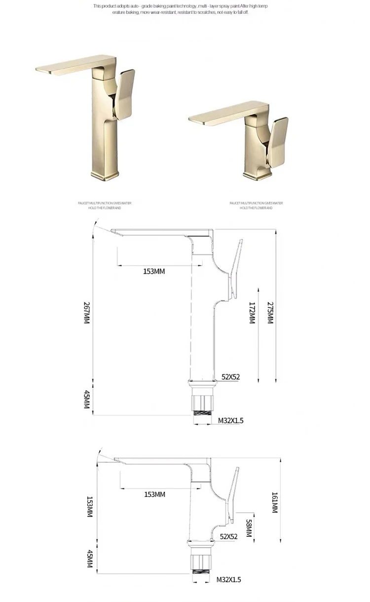 Zirconium Gold Basin Faucet Toilet Basin Faucet Wash Basin Hot And Cold Mixing Valve Foreign Trade Wholesale Copper Materials