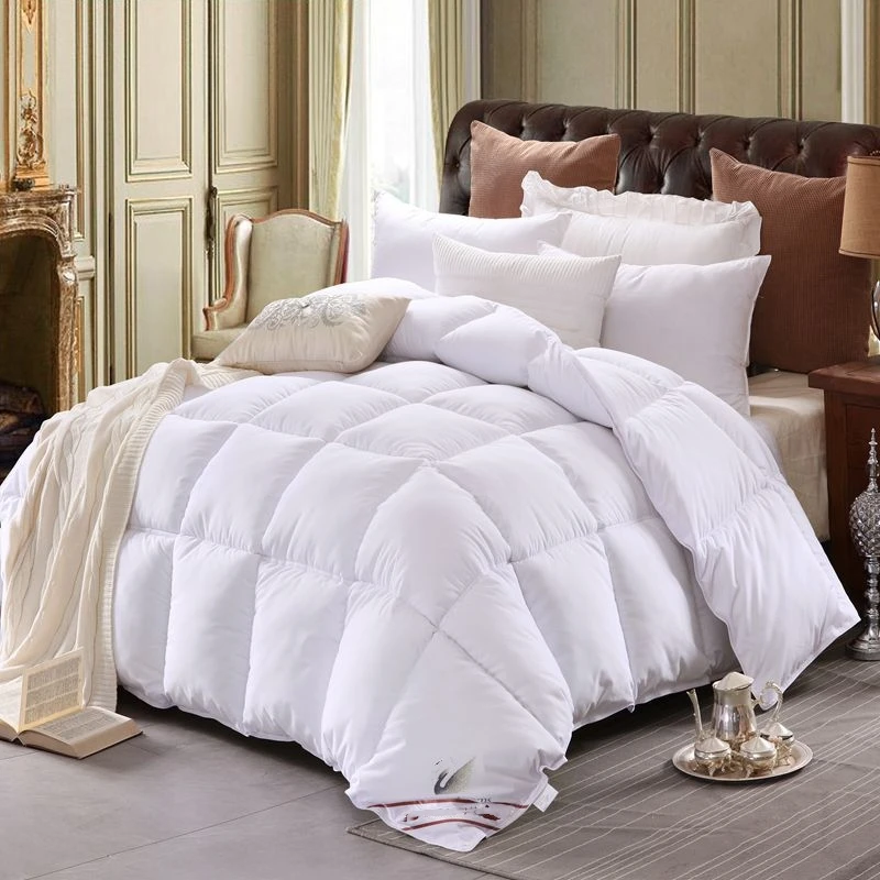 Winter Thick Cotton Fabric Soft White Goose Feather Duvet Bedding Set