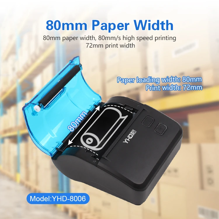 YHD Bluetooth Receipt Printer Thermal 80mm Portable Mobile POS Printer for Small Business