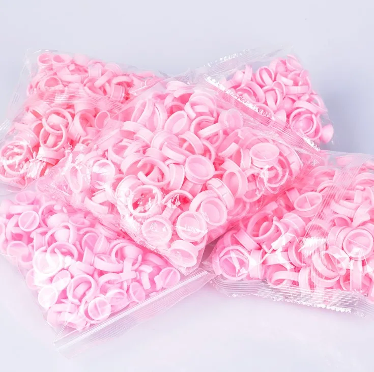 Wholesale eyelash glue rings 100pcs/pack eyelash extension glue rings plastic disposable eyelash glue holder