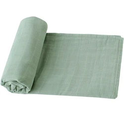2022 Plain Color Soft Newborn Wrap Set 120x120cm GOTS Certificate Organic Cotton Baby Muslin Swaddle Blanket