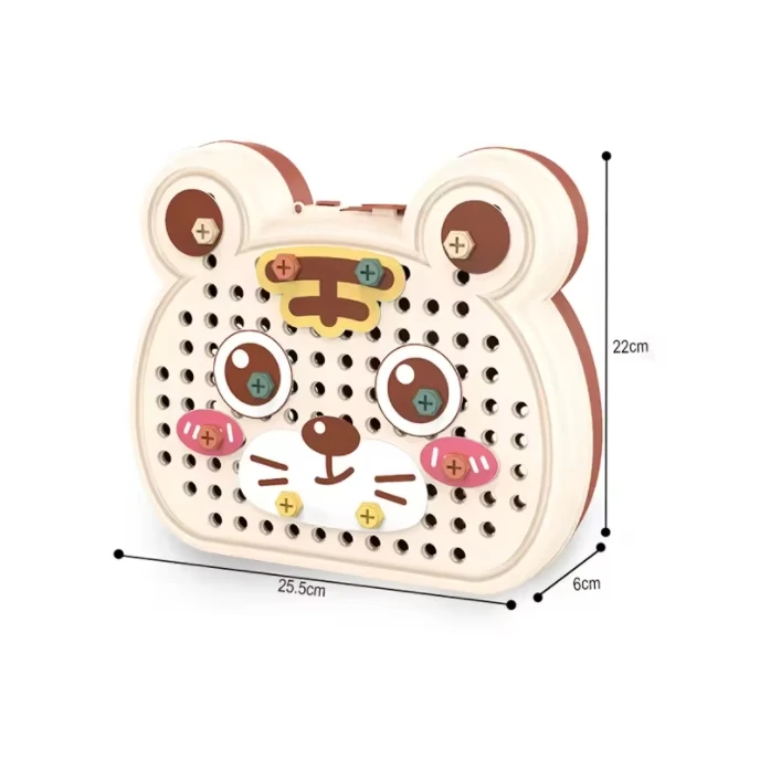 New design children educational 160pcs cartoon bear creative diy puzzle screw assembling toy toolbox set