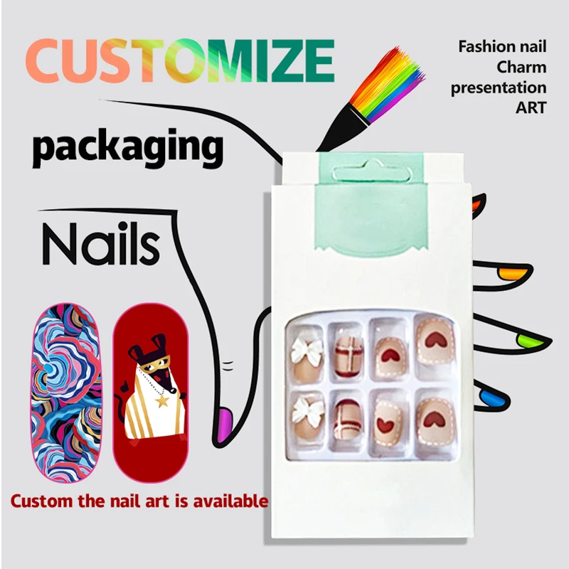 Wholesale Bulk Nude Color French Tip Ballerina Press On Nails Artificial Fingernails With Gule Kits