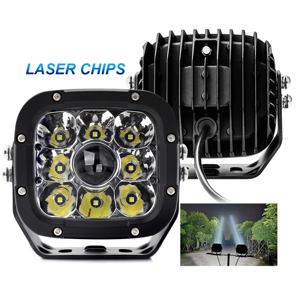 High Power Square 50w 1500meters 24 volt 12 volt Off Road LED Driving Work Lights